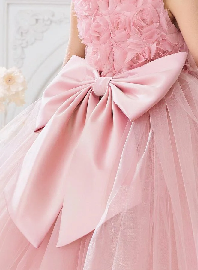 Take Two  Girls Pink Flower Details Mesh Sleeveless Dress for Women | Best Price UAE